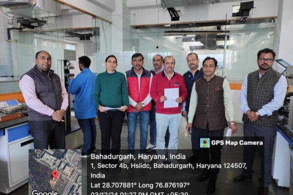 This is to inform you that the HSDM inspection for the Footwear Development Institute, Bahadurgarh, covering the job roles of Stitching Operator, Knitting Operator, Data Entry Operator, Cutter Footwear, Lab Chemist, and CAD-CAM Operator, has concluded successfully. The inspection was conducted under the esteemed presence of: • Smt. Neelima Ji, GM, MSME, Jhajjar • Sh. Vaibhav Ji • Sh. Devender Narwal Ji • Sh. Bijender Dalal Ji • Sh. Govind Sharma Ji • Sh. Ashok Kaushik Ji • Sh. Vikas Kalyan Ji Thank you for your continued support.